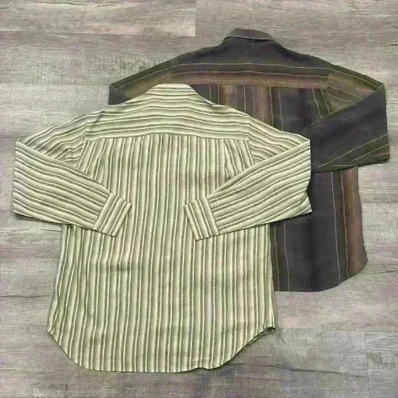 Lot Of 2 Tommy Bahama Mens Long Sleeve Tencel Shirt Striped Button Preppy READ - Picture 3 of 16